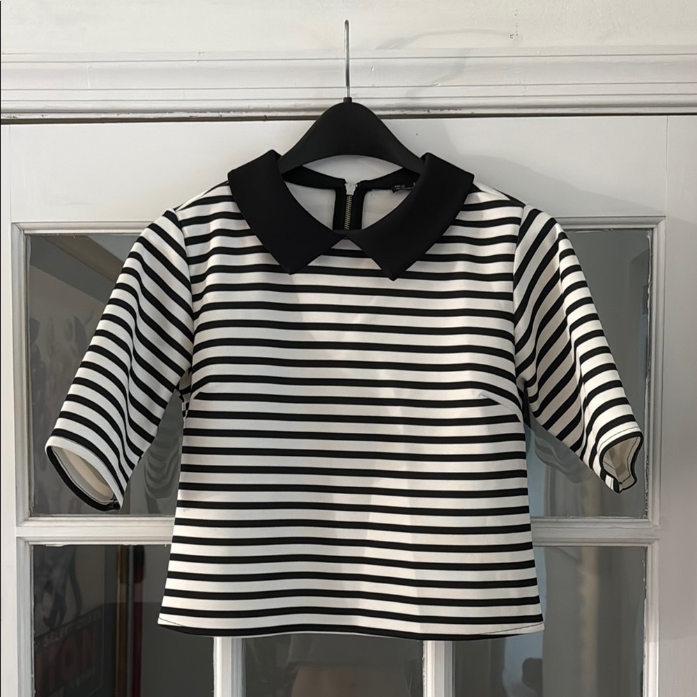 Striped Black and White Cropped Shirt